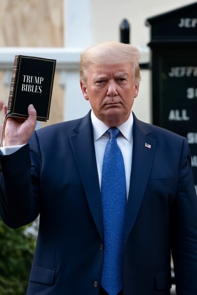 Donald Trump promove Bíblia personalizada com elementos políticos e produção chinesa, gerando críticas no meio cristão.